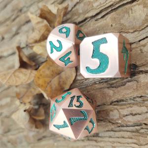 Customized Funny Shape Dice Set Portable OEM Nontoxic Bulk Green Metal Copper