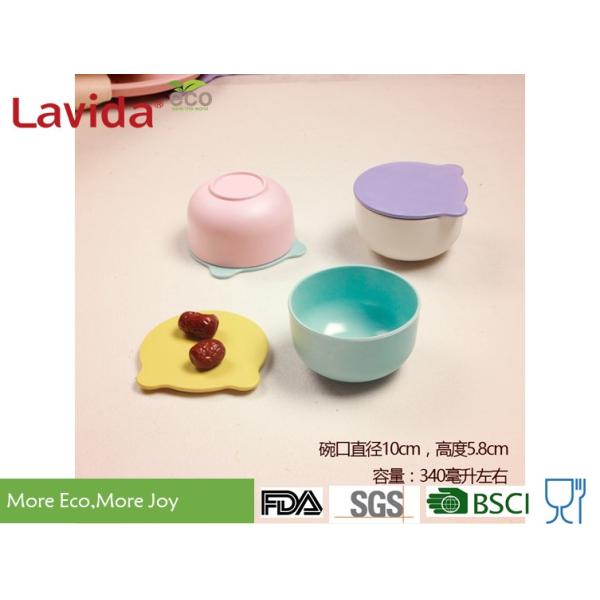 Solid Color Bamboo Childrens Dinner Set Biodegradable Dinning Catering With Lid