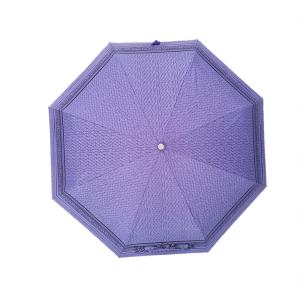 Lady Purple Semi Automatic Open And Close Umbrella With Black Metal Frame