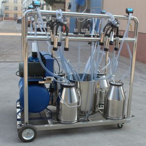 Four Bucket Mobile Vacuum Pump Milking Machine with 60:40 Pulsation Ratio and