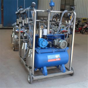4 Buckets Mobile Milking Machine with 25L Stainless Bucket and 2.2kw Power for
