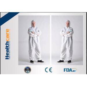China Breathable Disposable Protective Coveralls Lightweight Coverall With Hood White on sale