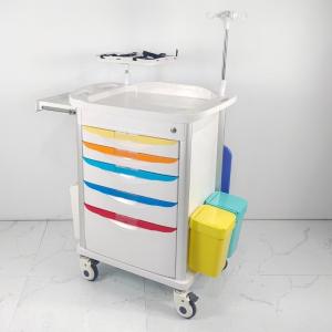 Centralized Locked Hospital Emergency Cart With Sliding Side Shelf Needle