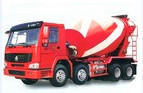 China Diesel 8 X 4 Sinotruk STEYR Concrete Mixer Truck 336hp And 8 Cbm In Red Color on sale