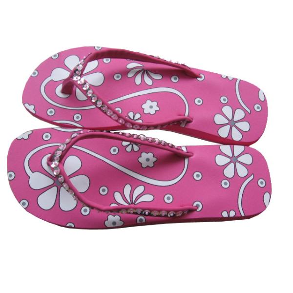 V strap full color printed Women Flip flops thongs slipers manufacturers