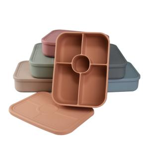 Silicone Lunch Container with Leakproof Lids, Silicone Bento Box Microwavable