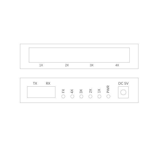 Gigabit 4rj45 4 Port 10 100 1000M Media Converter 4*10/100/1000 Base -TX Switch Over Fiber Cable