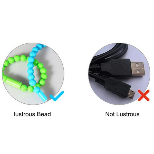 Wearable Bracelet Micro USB Cable 1ft 24cm Charger Bead Sync Data Extra Charging Line