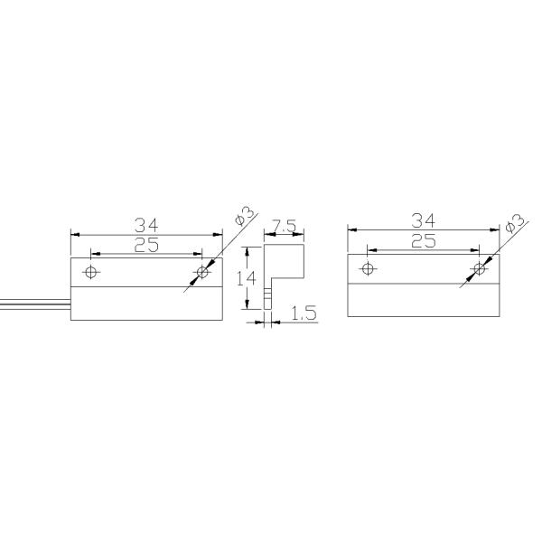 Surfaced Mount Magnetic Door Switch Sensor In dimension 34*14*7.5mm ideal for wood door or window