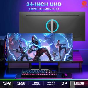 Custom Logo 34 Inches Flat Ultrawide Monitor 144Hz 165Hz 180Hz For Work And Gaming