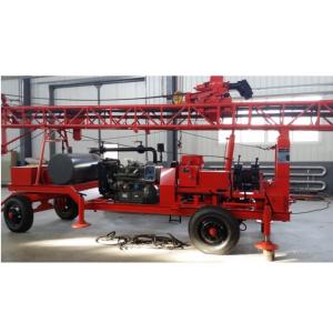 China Portable Borehole Drilling Rig Machine Trailer Mounted For 300m Meter on sale