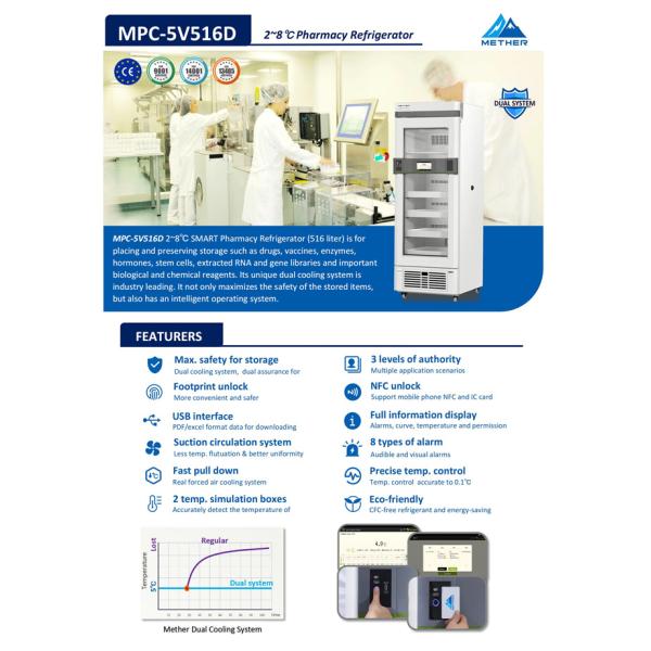 Upright Dual Cooling Fridge Freezer Medical Grade Forced Air Cooling