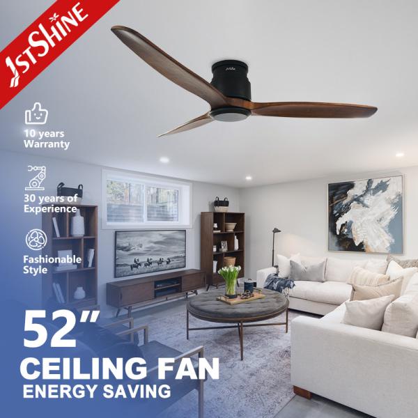 3-Blade Wooden Ceiling Fan with Smart Remote Control and App-Controlled Flush