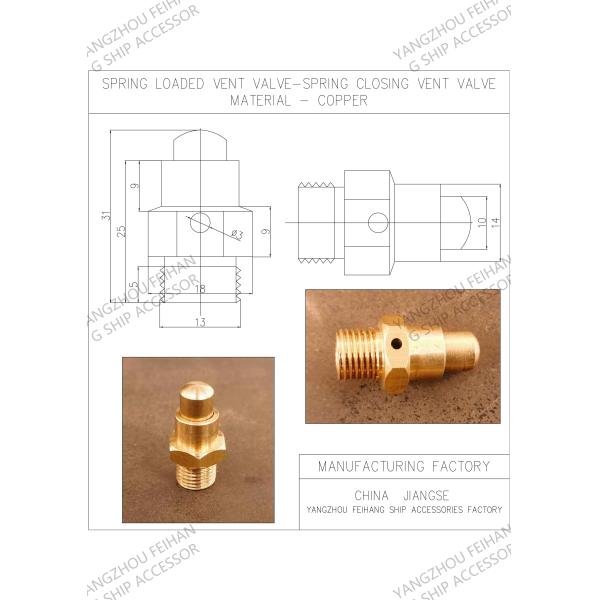 Quality DN6 Brass Spring Loaded Vent Valve with CB/T3778-1999 Standard and Self Closing Function wholesale