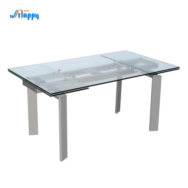 Quality 90cm Modern Style Glass Top Dining Table With Extension Design DT-31120 wholesale