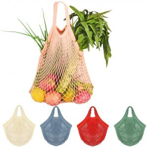 Cheap Net Cotton String Shopping Bag Reusable Mesh Market Tote Organizer Portable For Grocery Storage Beach Toys Fruit Vegetable for sale