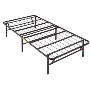 China Latest Hostel Staff Bedroom Furniture Black Foldable Metal Bed Frame with Customized Logo on sale
