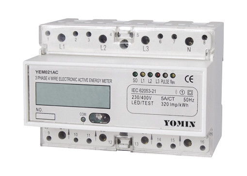 Quality CT / 5A 3 Phase Active Din Rail KWH Meter With Pulse Output  & Liquid Crystal Display wholesale