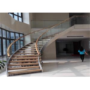Steady Structure Building Curved Stairs , Contemporary Wooden Spiral Staircase