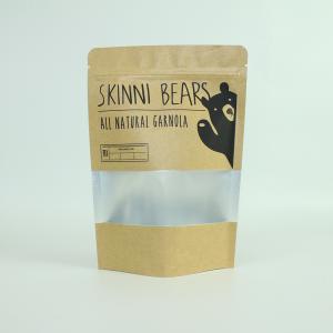 Custom Printed Plastic Stand UpKraft Paper Pouch With Window And Zipper