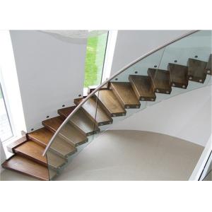 Wooden Treads Curved Staircase Building Curved Stairs With Laminated Tempered