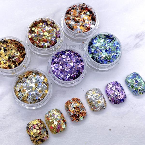 Multi Colors Loose Chunky Glitter Mix Fine Polyester Glitter Bulk For Nail Art DIY Craft