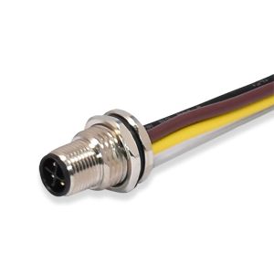 IP67 M12 Waterproof Connector with Screw Lock and Panel Mount for -25°C to +85°C