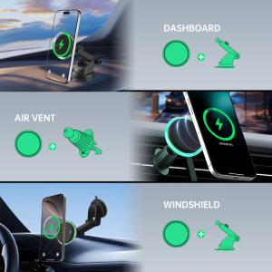 Customizable Lighting Modes Car Wireless Charger With Strong Magnetic Suction