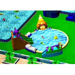 Fireproof Huge Inflatable Water Park With Slide And Pool High Security