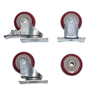 3 Inch 4 Inch 5 Inch Red PVC Caster Wheels With Thickness 32mm