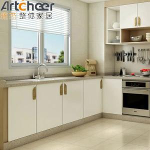 Drawer Slide Kitchen Cabinet with Adjustable Island in Black and White Sunmica