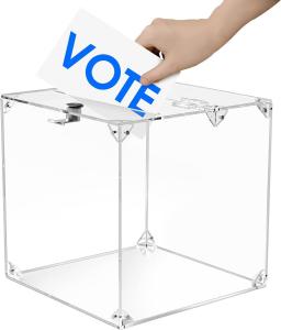 Cheap Acrylic Donation Box, 9.8 x 9.8 x 9.8 Large Ballot Box, Suggestion Box with Lock - Large Comment Box - Clear Money for sale