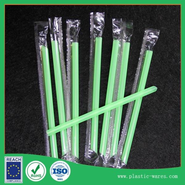 Quality Disposable straight plastic drinking Straws for Juice beverage in green color wholesale