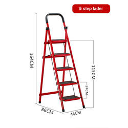 Quality 150kg Foldable Metal Carbon Steel 5 Step Ladder With Handrail wholesale