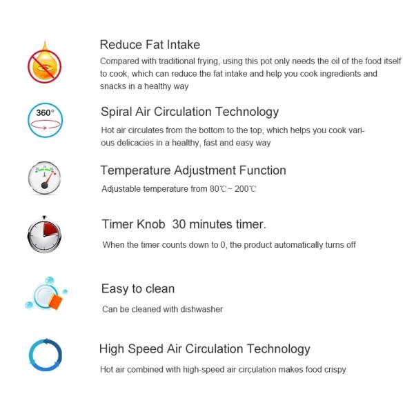 Europe Design Simple Air Fryer 2000W Easy Clean For Kitchen Appliance