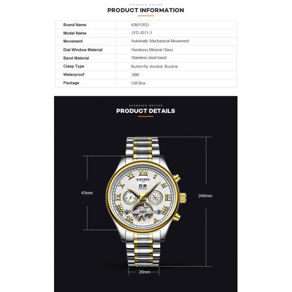 Hardlex Glass Automatic Tourbillon Watch High Hardness Stable Performance