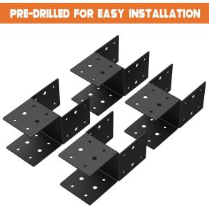 Steel Post Anchor Connector 4pcs Cap & Tie Bracket Set Secures Posts To Wood