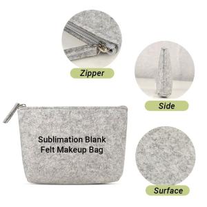 Custom Blank Sublimation Portable Felt Makeup Bag Coin Purse Cosmetic Canvas Bag