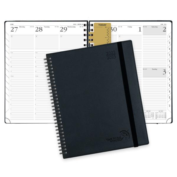 Quality Black PU Leather Softcover Vertical Weekly Planner With Daily Schedule wholesale