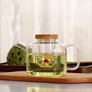 Office / Home Stovetop Safe Teapot With Infuser / Bamboo Lid High Borosilicate