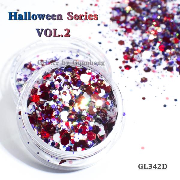 Mixed Holographic Rainbow Glitter Hexagon Halloween Tumbler Ornament