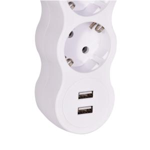 4 outlet CE GS Tested Power Strip 1.5m Cord with Switch, 2USB, Surge Protector