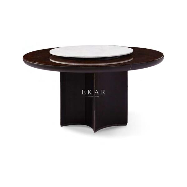 Quality Black Contemporary Round Dining Table With Marble Turntable W006D1R wholesale