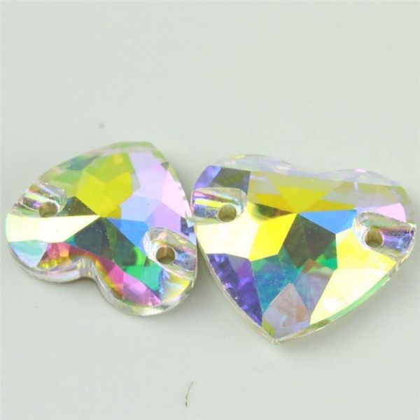 Quality Heart Shape Hand Sewing Drill Double-hole Flatback Crystal Stones wholesale