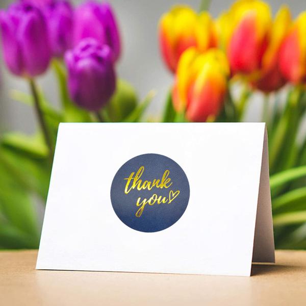 CMYK Gold Custom Sticky Labels 27mm Holographic Thank You Stickers