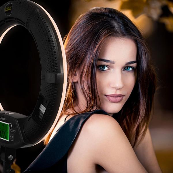 Daylight 18 Inch LED Ring Light CRI 96 Beauty Livestream FE-480II Ring Lamp With Stand