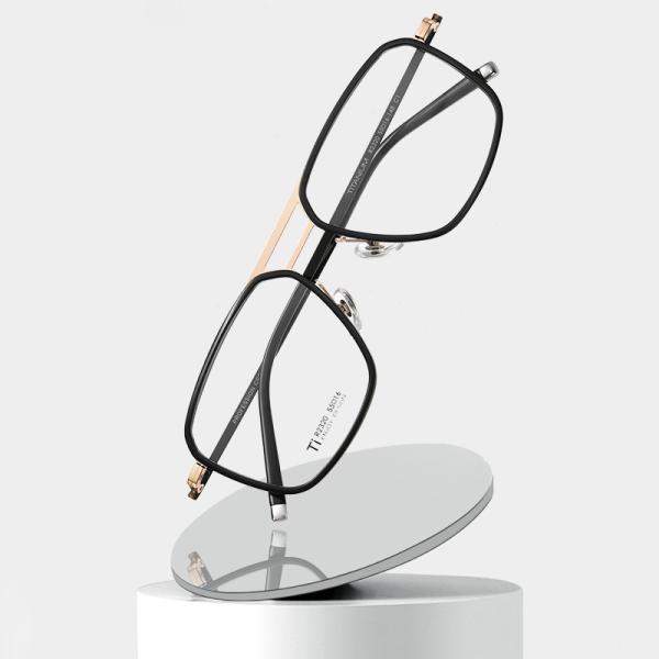 Quality Clear Lens Acetate Titanium Glasses , Unisex Metal Frame Glasses wholesale