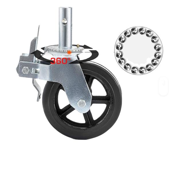 4 Pack Wheels 8 X 2 Inch With Dual Locking Break Rubber Swivel Wheel 360 Degrees