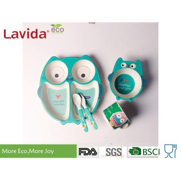 Biodegradable Bamboo Childrens Dinner Set Non - Fragile Cartoon Owl Animals