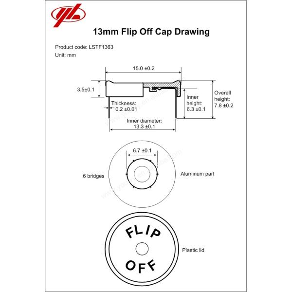 13mm Light Blue Smooth Flange Injection Pharmaceutical Flip Off Cap